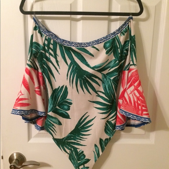 Tropical Print Off the Shoulder Bodysuit - Picture 3 of 3